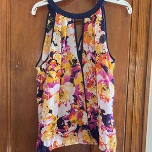 INC International Concepts Floral Multicolor Sleeveless Blouse